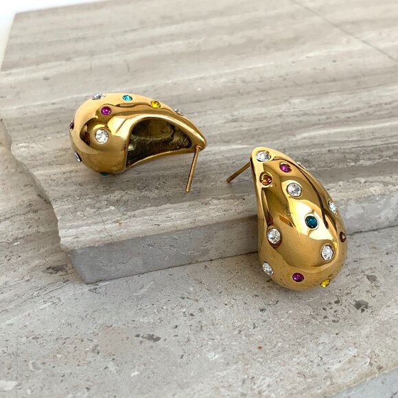 NEW~ Anthropologie Adina Eden Colorful Teardrop Stud Earrings - Picture 6 of 12